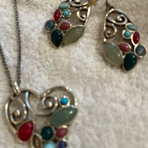 Heart necklace with matching earrings